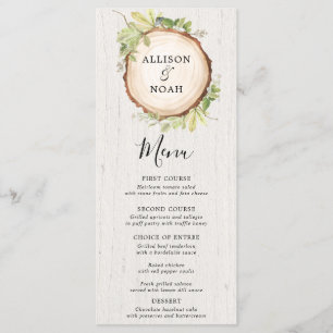 Rustic woodland and greenery wedding menu
