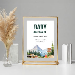 Rustic Woodland animal baby shower Favour sign