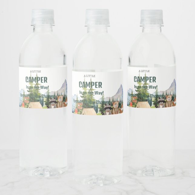 Rustic Woodland Animal  Baby shower Welcome Sign Water Bottle Label (Bottles)
