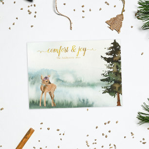 Rustic Woodland Animal Deer Fawn Christmas Holiday Card