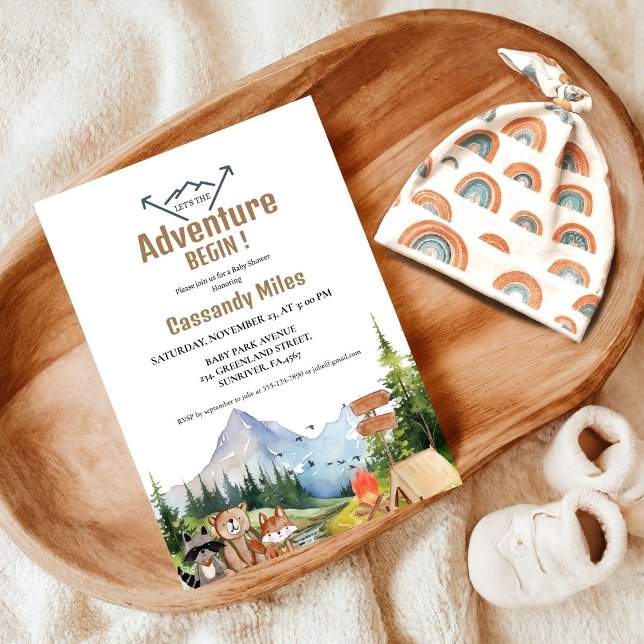 Rustic Woodland Animals Adventure Baby Shower Invi Invitation (Creator Uploaded)