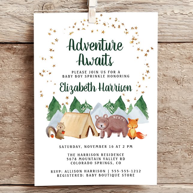 Rustic Woodland Animals Adventure Baby Sprinkle Invitation (Creator Uploaded)