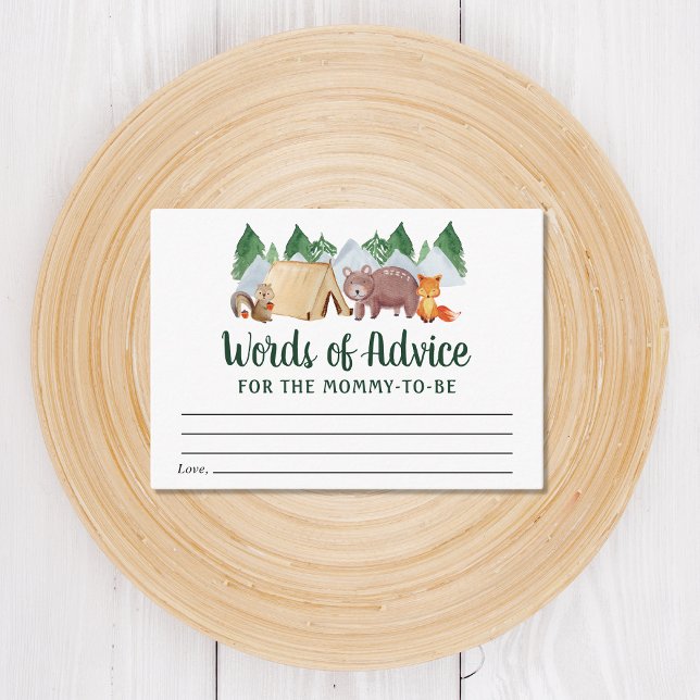 Rustic Woodland Animals Advice Baby Shower Enclosure Card (Creator Uploaded)