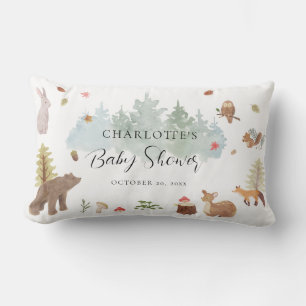 Rustic Woodland Animals Autumn Baby Shower Lumbar Cushion