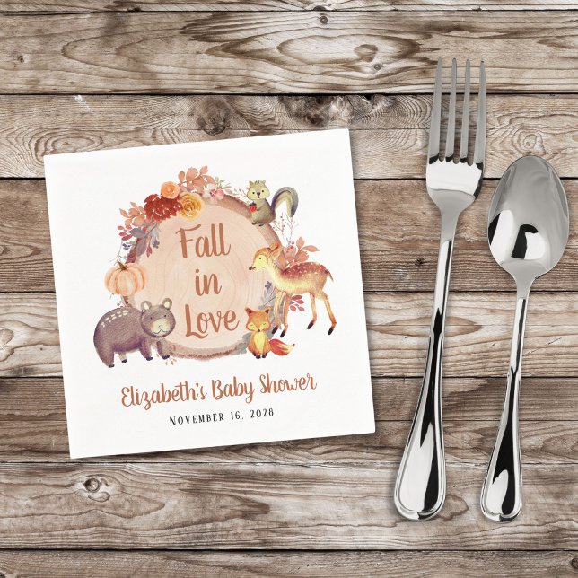 Rustic Woodland Animals Autumn Baby Shower Napkin (Creator Uploaded)