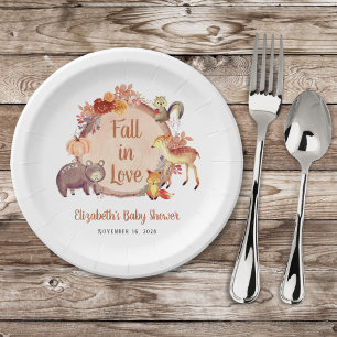Rustic Woodland Animals Autumn Baby Shower Paper Plate