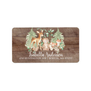 Rustic Woodland Animals Baby Shower Address Label