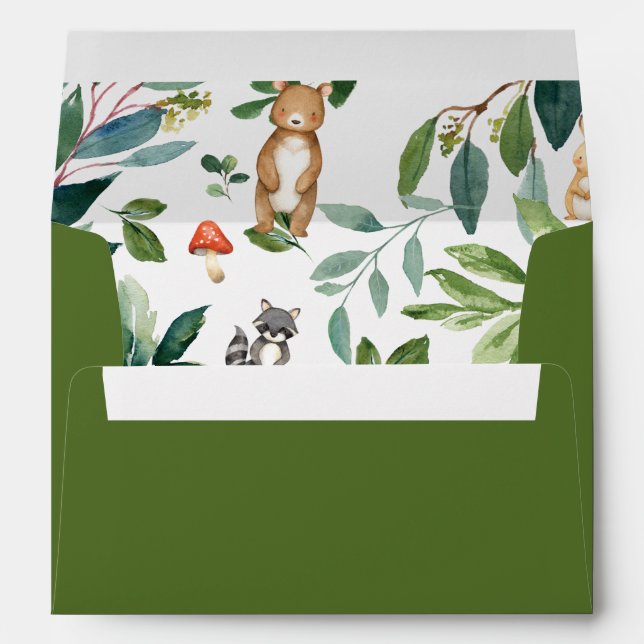 Rustic Woodland Animals Baby Shower Birthday Envelope (Back (Bottom))