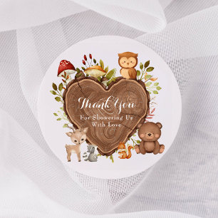  rustic Woodland Animals Baby Shower  Classic Round Sticker