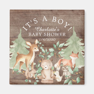 Rustic Woodland Animals Baby Shower Favor Magnet