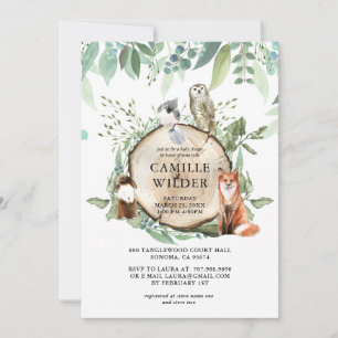 Rustic Woodland Animals Baby Shower  Invitation