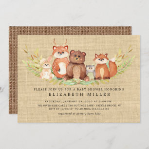 Rustic Woodland Animals Baby Shower Invitation