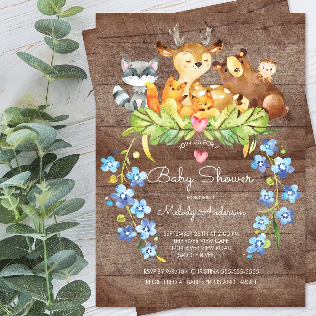 Rustic Woodland Animals Baby Shower Invitation (Creator Uploaded)