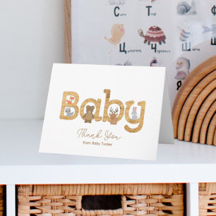 Rustic Woodland Animals Baby Shower Thank You Card