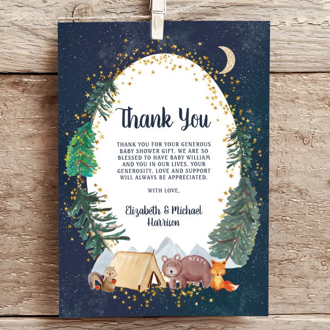 Rustic Woodland Animals Baby Shower Thank You Card (Creator Uploaded)