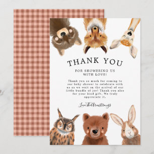 Rustic Woodland Animals Baby Shower   Thank You Card