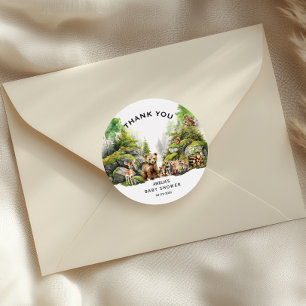 Rustic Woodland Animals Baby Shower Thank You Classic Round Sticker