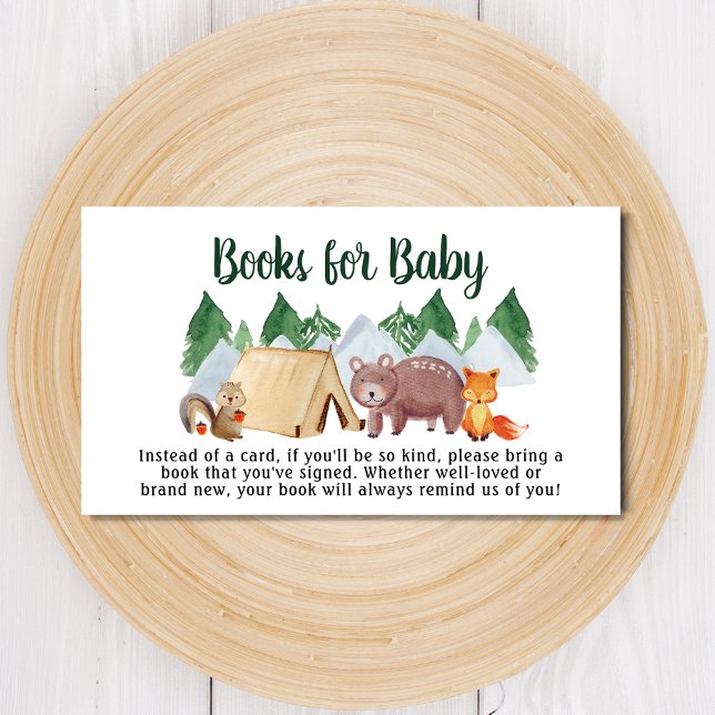 Rustic Woodland Animals Books For Baby Shower Enclosure Card (Creator Uploaded)