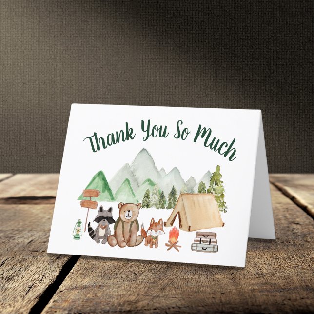 Rustic Woodland Animals Camping Baby Shower Thank You Card (Creator Uploaded)