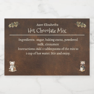 Rustic Woodland Animals Christmas Hot Cocoa Mix Food Label