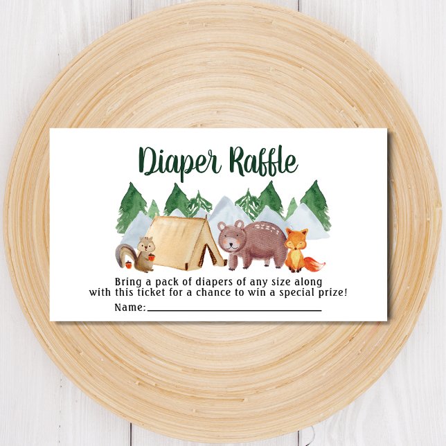 Rustic Woodland Animals Diaper Raffle Baby Shower Enclosure Card (Creator Uploaded)