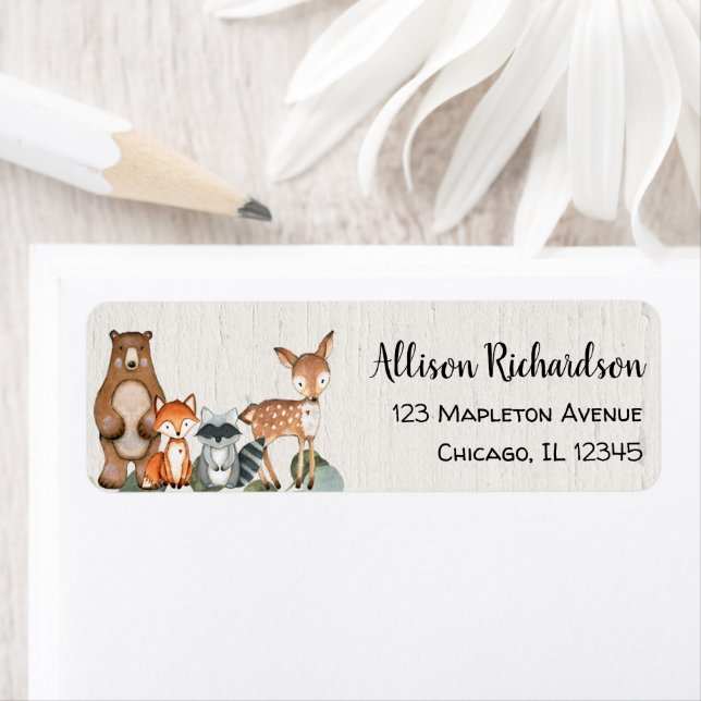 Rustic woodland animals forest friends return address label (Insitu)