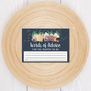 Rustic Woodland Animals Night Advice Baby Shower Enclosure Card