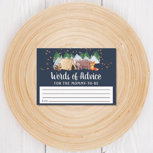Rustic Woodland Animals Night Advice Baby Shower Enclosure Card (Creator Uploaded)