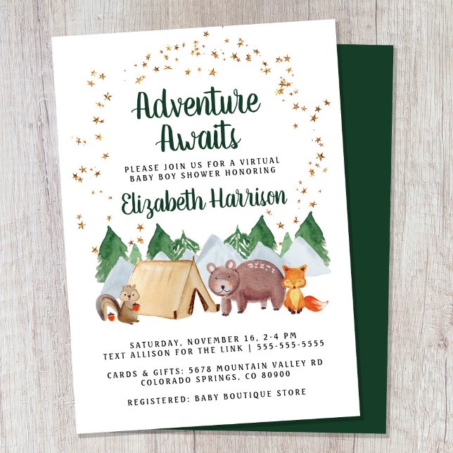 Rustic Woodland Animals Virtual Baby Shower Invitation (Creator Uploaded)