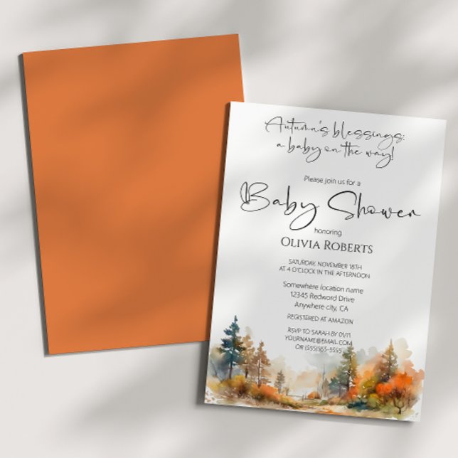 Rustic Woodland Autumn Forest Baby Shower Invitation (Creator Uploaded)