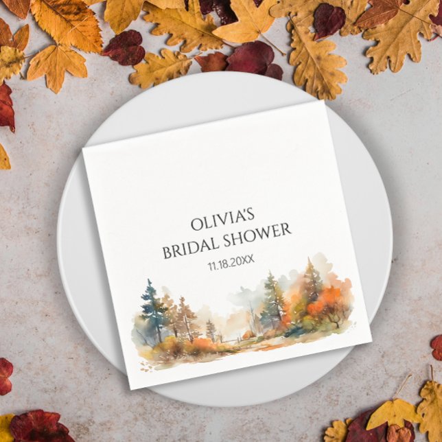 Rustic Woodland Autumn Forest Bridal shower Napkin (Creator Uploaded)