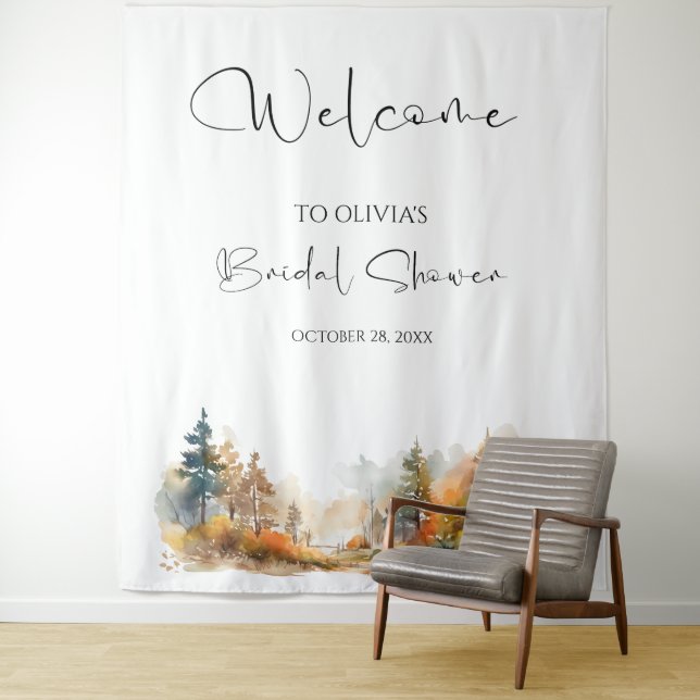 Rustic Woodland Autumn Forest Bridal shower Tapestry (In Situ)