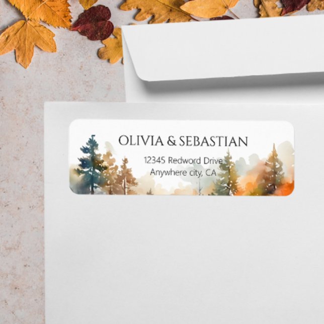 Rustic Woodland Autumn Forest Return Address Label (Creator Uploaded)