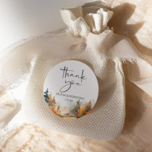 Rustic Woodland Autumn Forest Thank you Classic Round Sticker