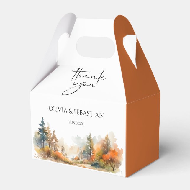 Rustic Woodland Autumn Forest Wedding Favour Box (Back Side)