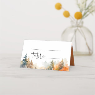 Rustic Woodland Autumn Forest Wedding Place Card