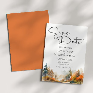 Rustic Woodland Autumn Forest Wedding Save The Date