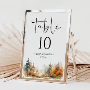 Rustic Woodland Autumn Forest Wedding Table Number