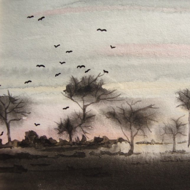 rustic woodland autumn Landscape sunset Cushion (Creator Uploaded)