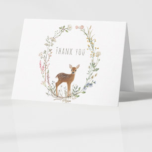 Rustic Woodland Baby Deer Watercolor Baby Shower Thank You Card