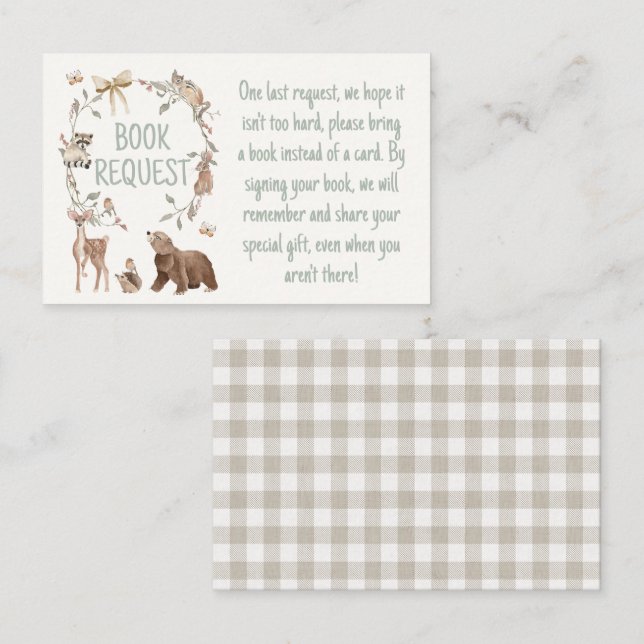 Rustic Woodland Baby Shower Book Request Insert (Front/Back)