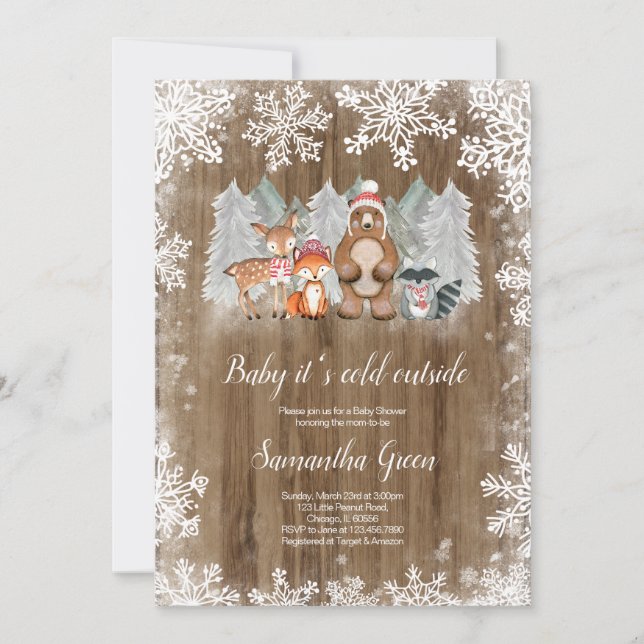 Rustic Woodland Baby Shower Invitation (Front)