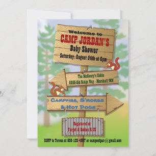 Rustic Woodland Baby Shower Party Invitations