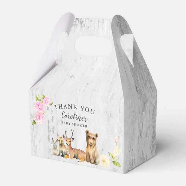 Rustic Woodland Baby Shower Thank You Favour Box (Front Side)