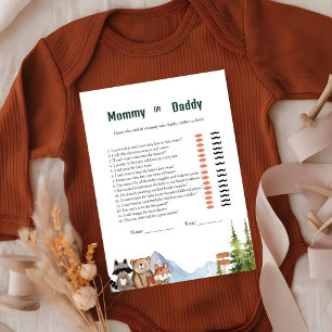 Rustic Woodland  baby trait baby shower game Card