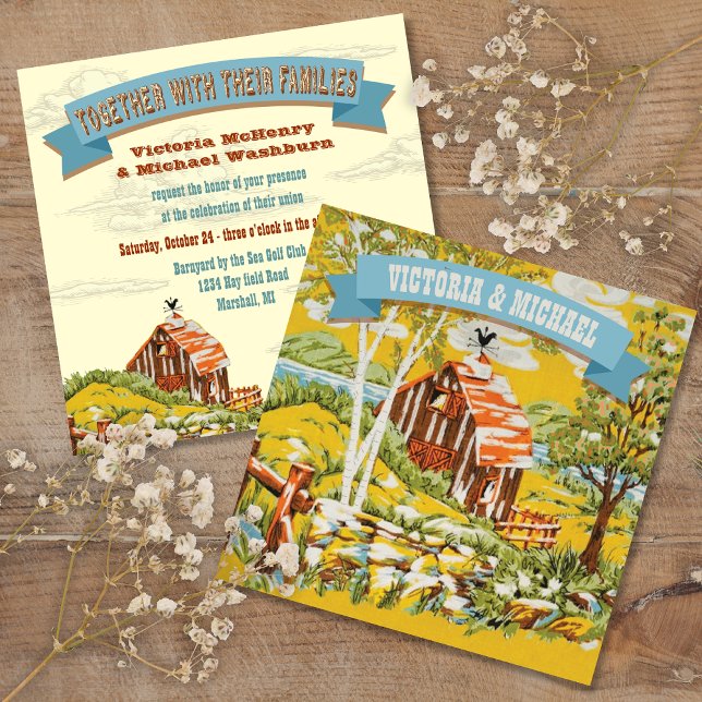 Rustic Woodland Barn Wedding Invitation (Creator Uploaded)