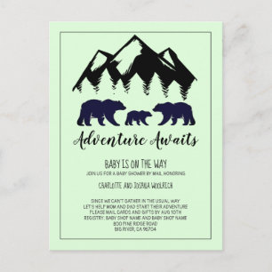 Rustic Woodland Bear Baby Shower By Mail Postcard