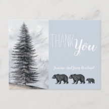 Rustic Woodland Bear Family Baby Shower Thank You