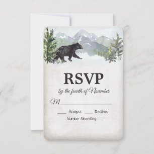Rustic Woodland Bear Wedding RSVP
