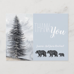 Rustic Woodland Bears Baby Shower Thank You Postcard